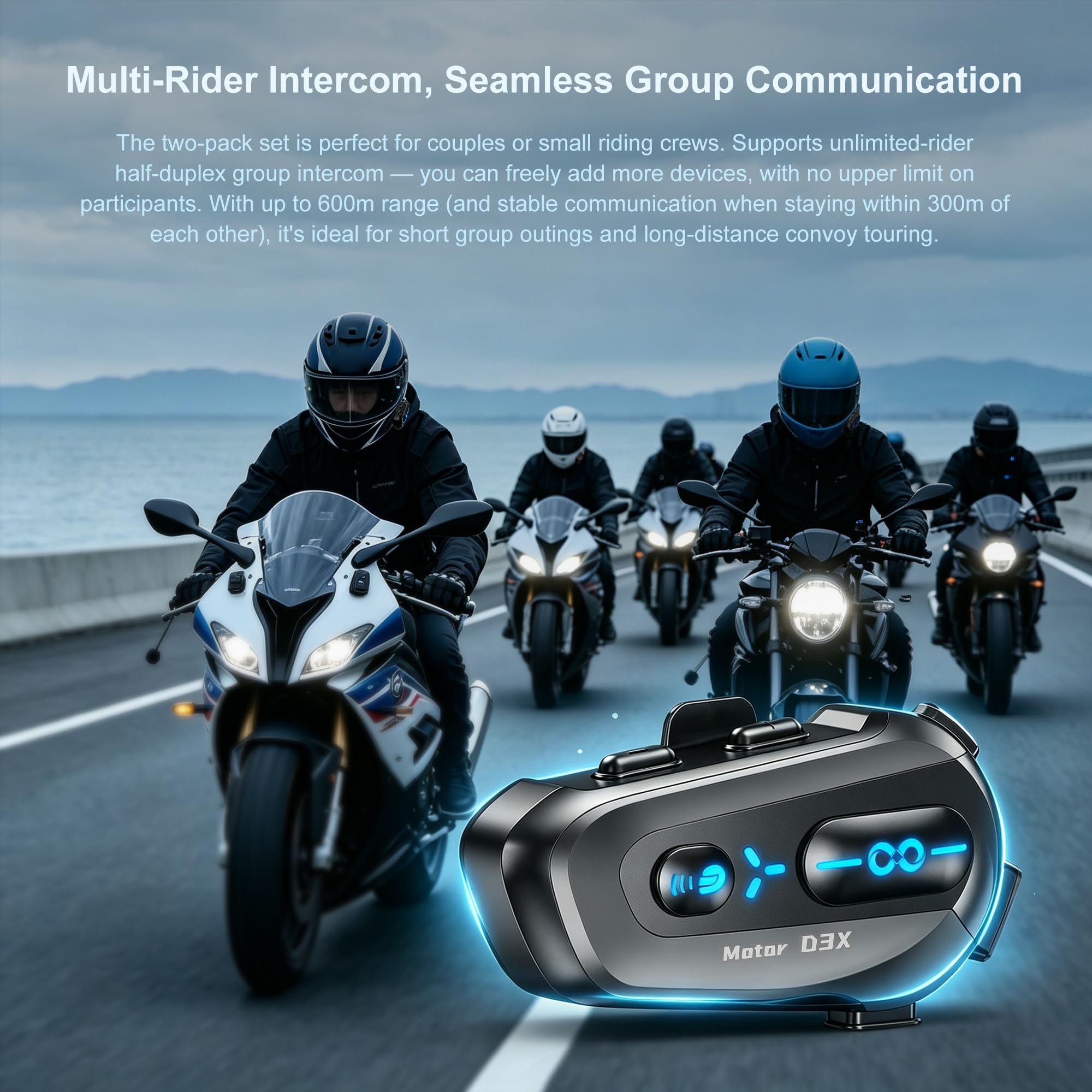 2 Pezzi Interfono Moto Bluetooth Casco Moto Auricolare Casco Moto