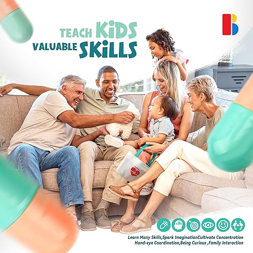 Miniatura 5 de BELLOCHIDDO Kit de doctor para niños  Juego de simulación de 16 piezas, juego de Dr. con estetoscopio y bolsa de almacenamiento médico, kit médico