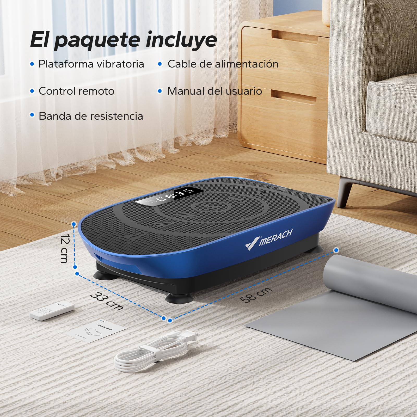 MERACH Plataforma Vibratoria, Potente Plataforma Vibración Muscular para Musculación y Moldeado, Control Automático de Velocidad, Altavoz Bluetooth Incorporado