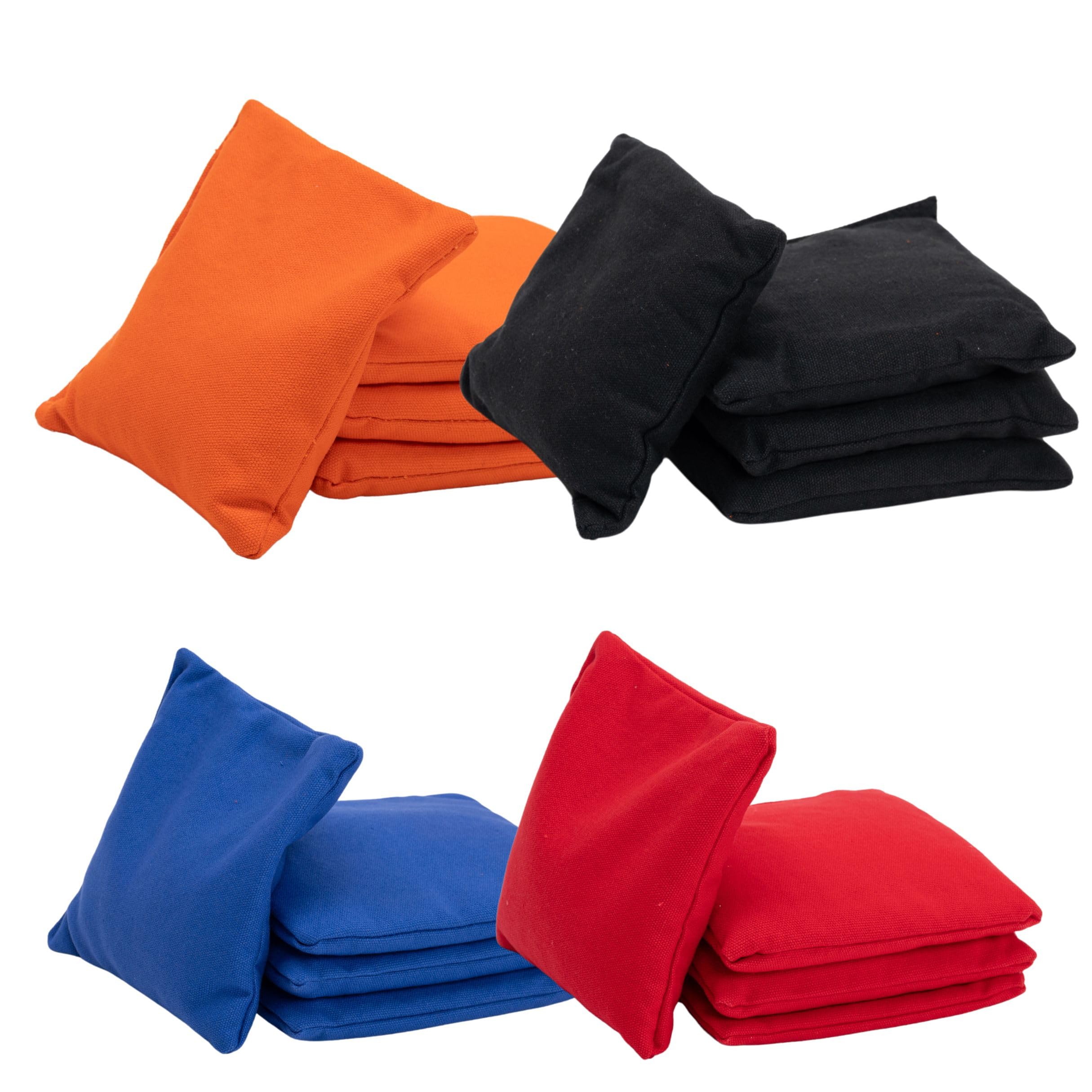 Wicked Wood Games Cornhole Bags - Bolsas de maíz (4 x 4 cm), color naranja y negro, azul y rojo