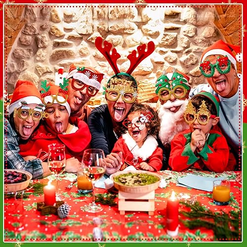 Miniatura 6 de Liitrsh 48 piezas de gafas de Navidad a granel, sombrero de Navidad para decoración de fiesta de Navidad, marco de gafas con purpurina, sombrero de