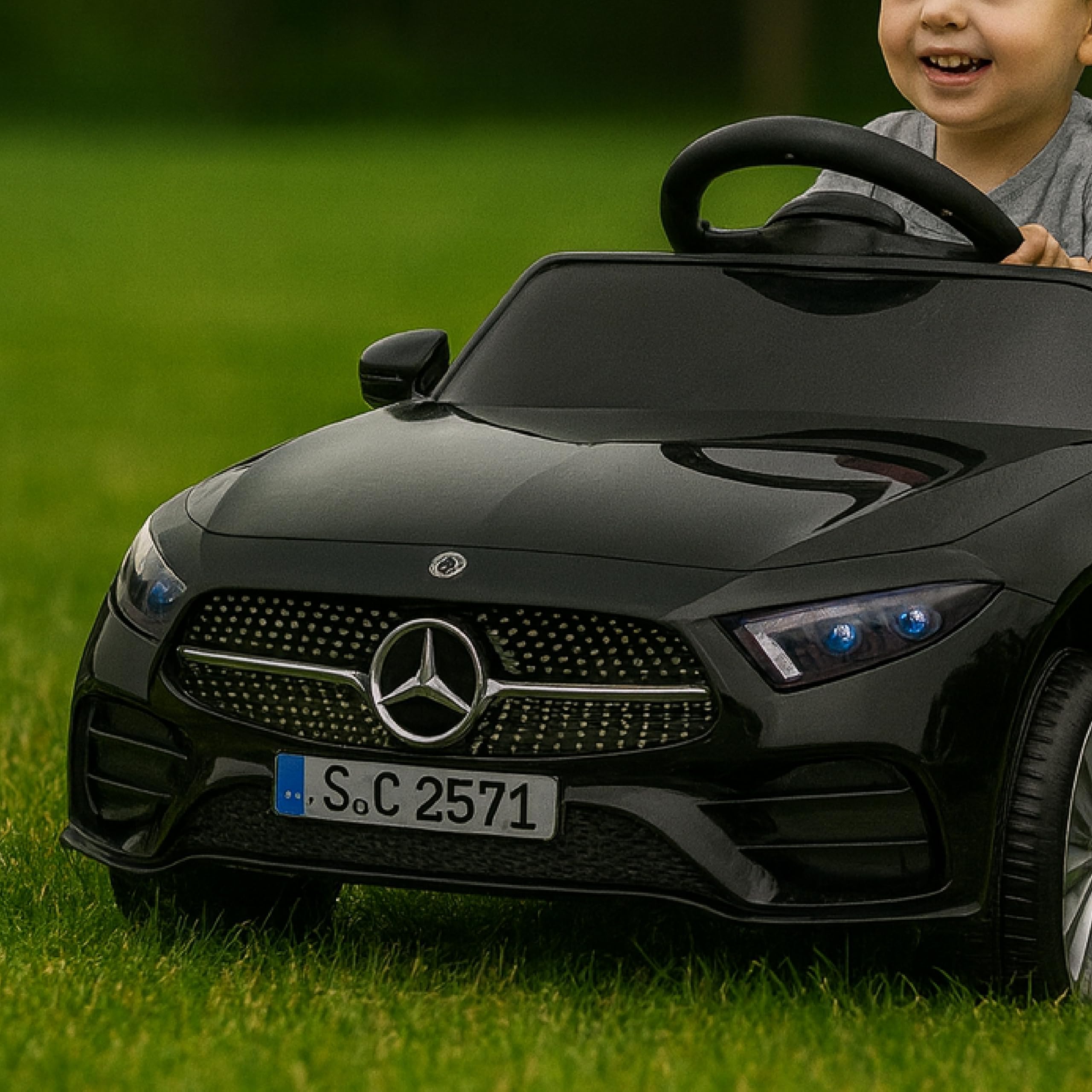 Baroni Toys Macchina Elettrica per Bambini Mercedes AMG Baby car Elettrica Full Optional Nera, Auto Telecomandata con Sedile in Plastica e Porte Apribili, Battera 12V, Carico fino a 30 Kg