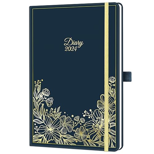 Diary 2024 - A5 Week to View 2024 Diary from Jan. 2024 - Dec 2024, Pen Loop and Back Pocket, 21.5 x 15.5 x 1.5 cm