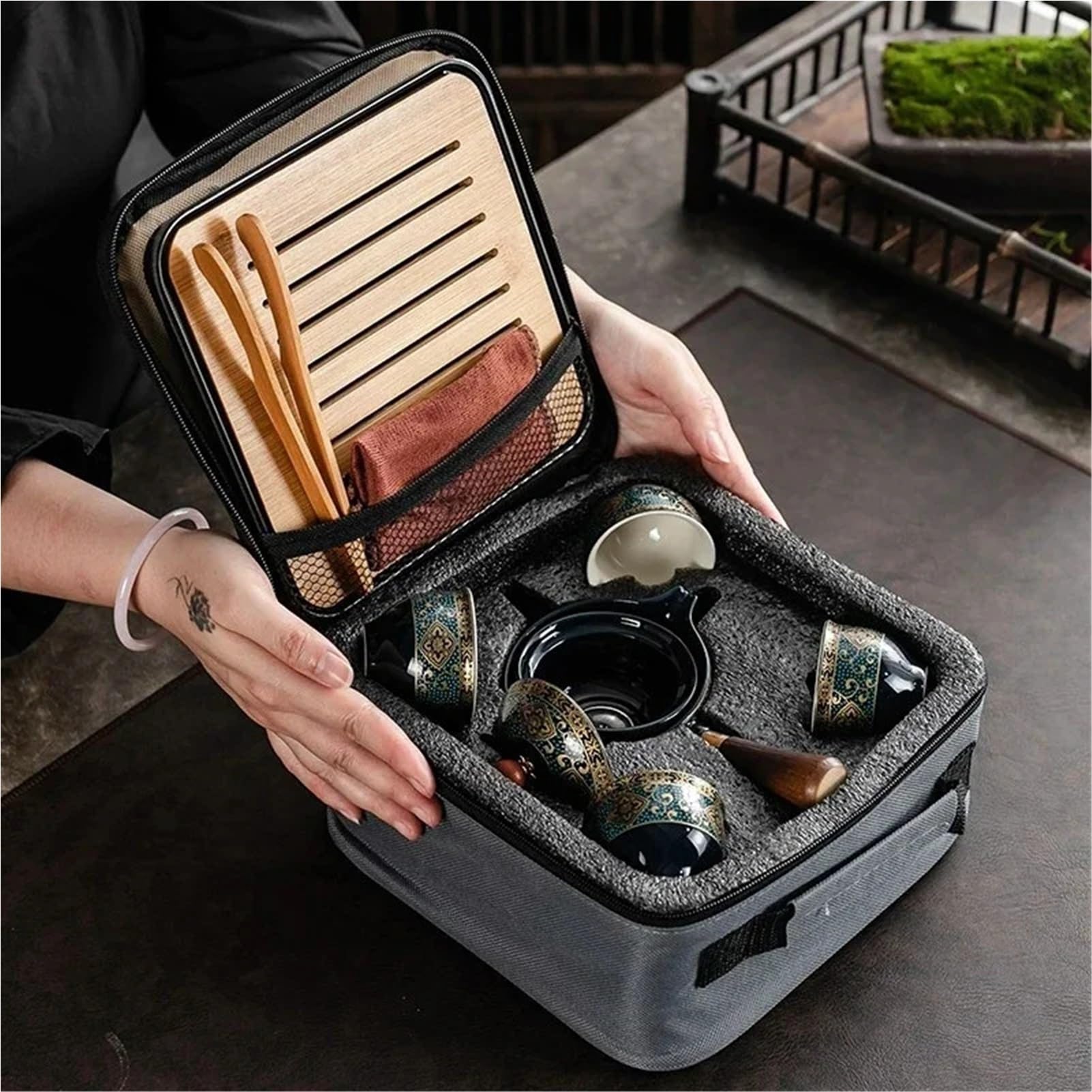 Reise-Teeset, Tragbare Reise-Schnell-Teetasse, Zuhause, Faule Brautasse, Unbeschwerte Teekanne, Automatisch