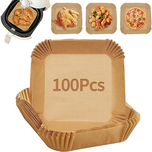 100 Pcs Square Air Fryer Liners, 16cm NonStick Baking Paper Liners