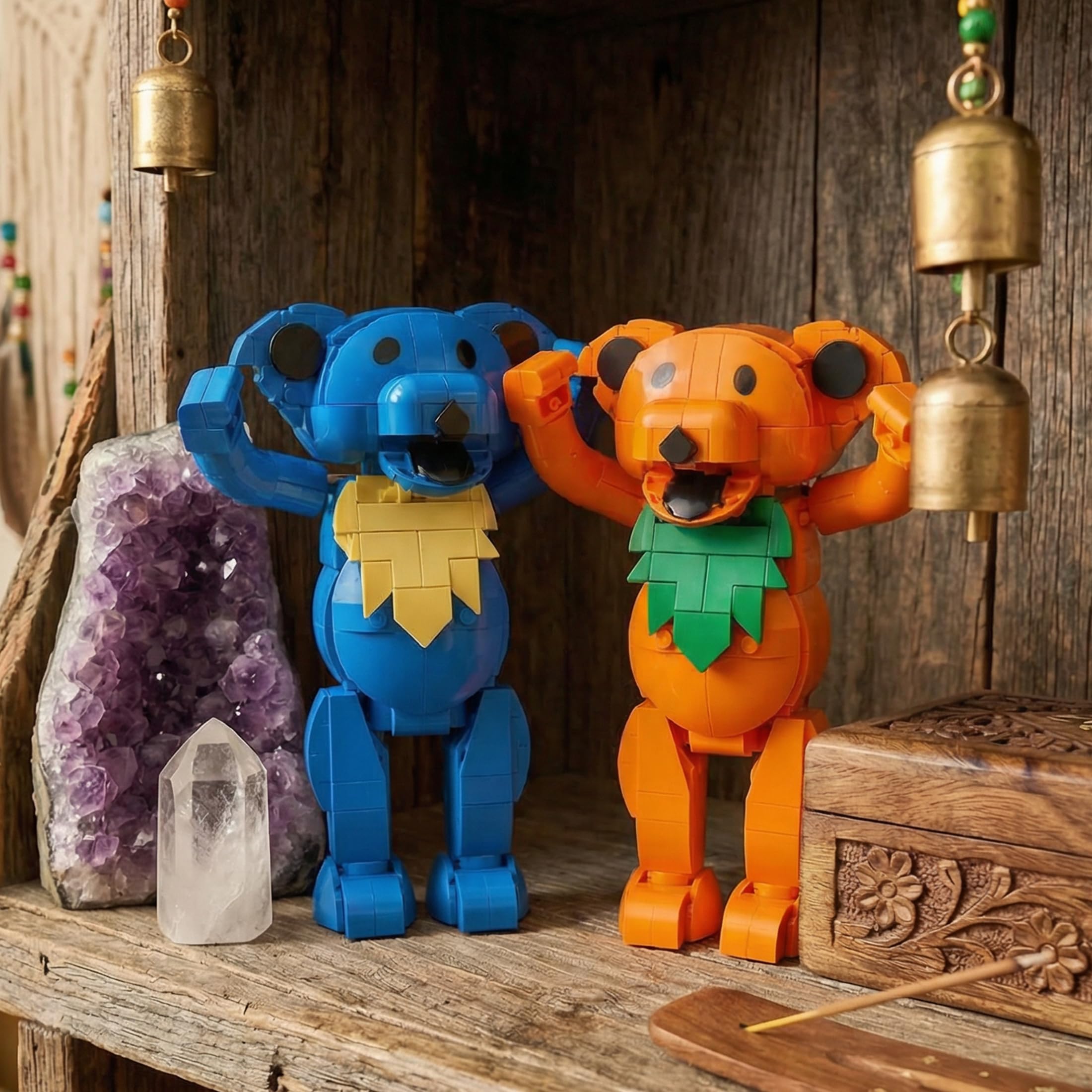レアLovebug;Grateful dead bear Brickcraft Grateful Dead Stealie Blue Dancing Bear Building Brick