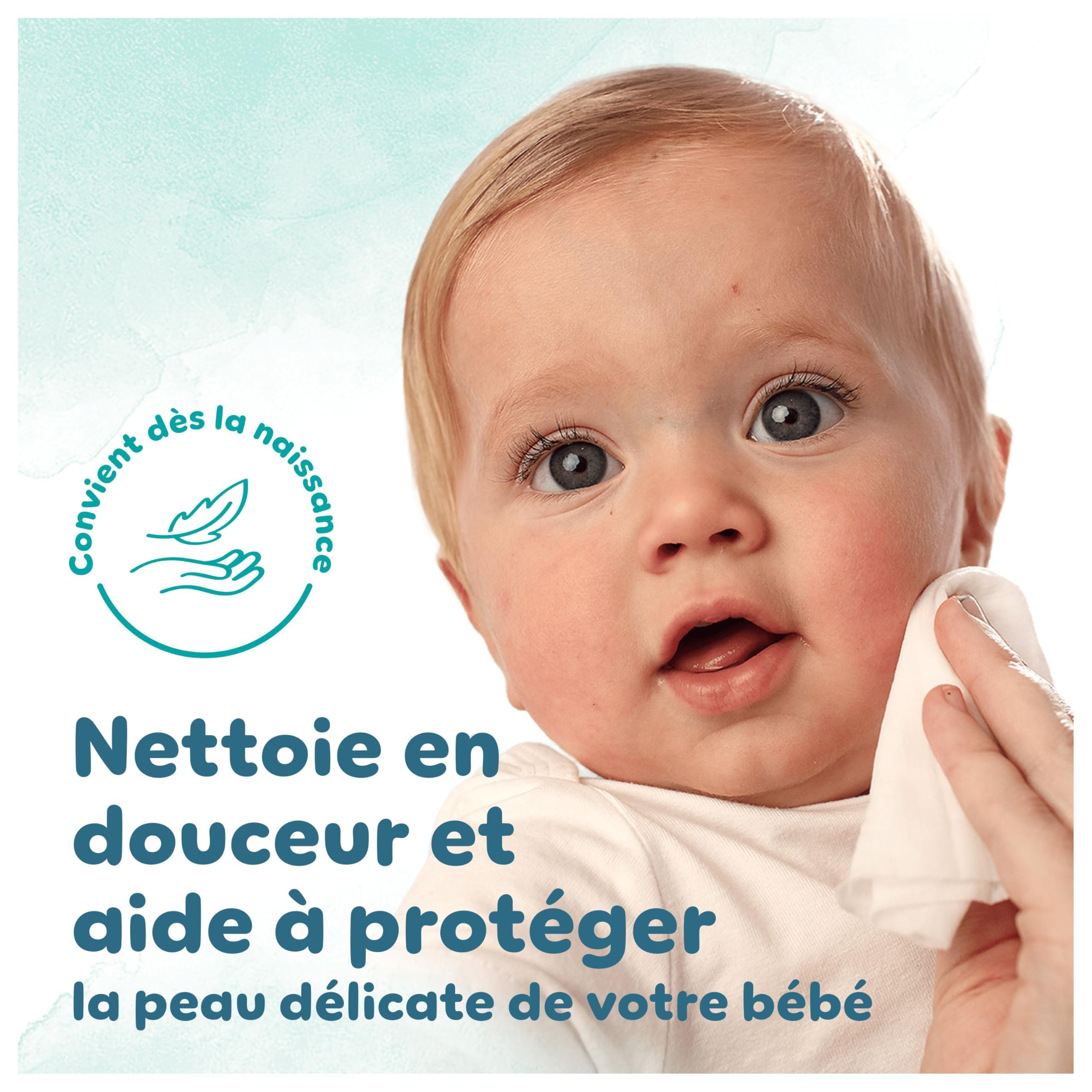 Pampers Harmonie Aqua, 720 Lingettes pour Bébé (15x48), Sans Platisque, Certifié OEKO-TEX, Protection De La Peau Délicate Avec 99% D’Eau, Aide à restaurer le pH naturel de la peau