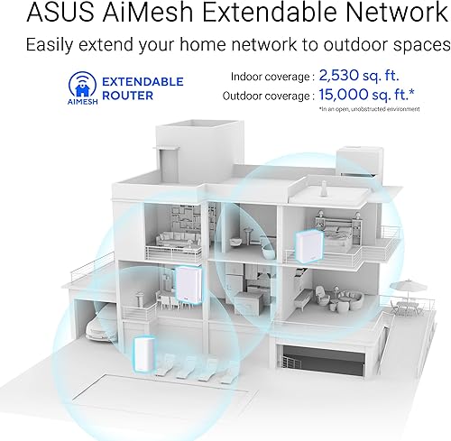 ASUS ZenWiFi BD4 Outdoor - Pack de 1 - Système WiFi 7 Mesh - Double-Bande, 3600 Mbps, 235m2, Double Ports 2,5G, Alimentation PoE, résistance IP65, jusqu'à 3 SSID, contrôle Parental et VPN - 4