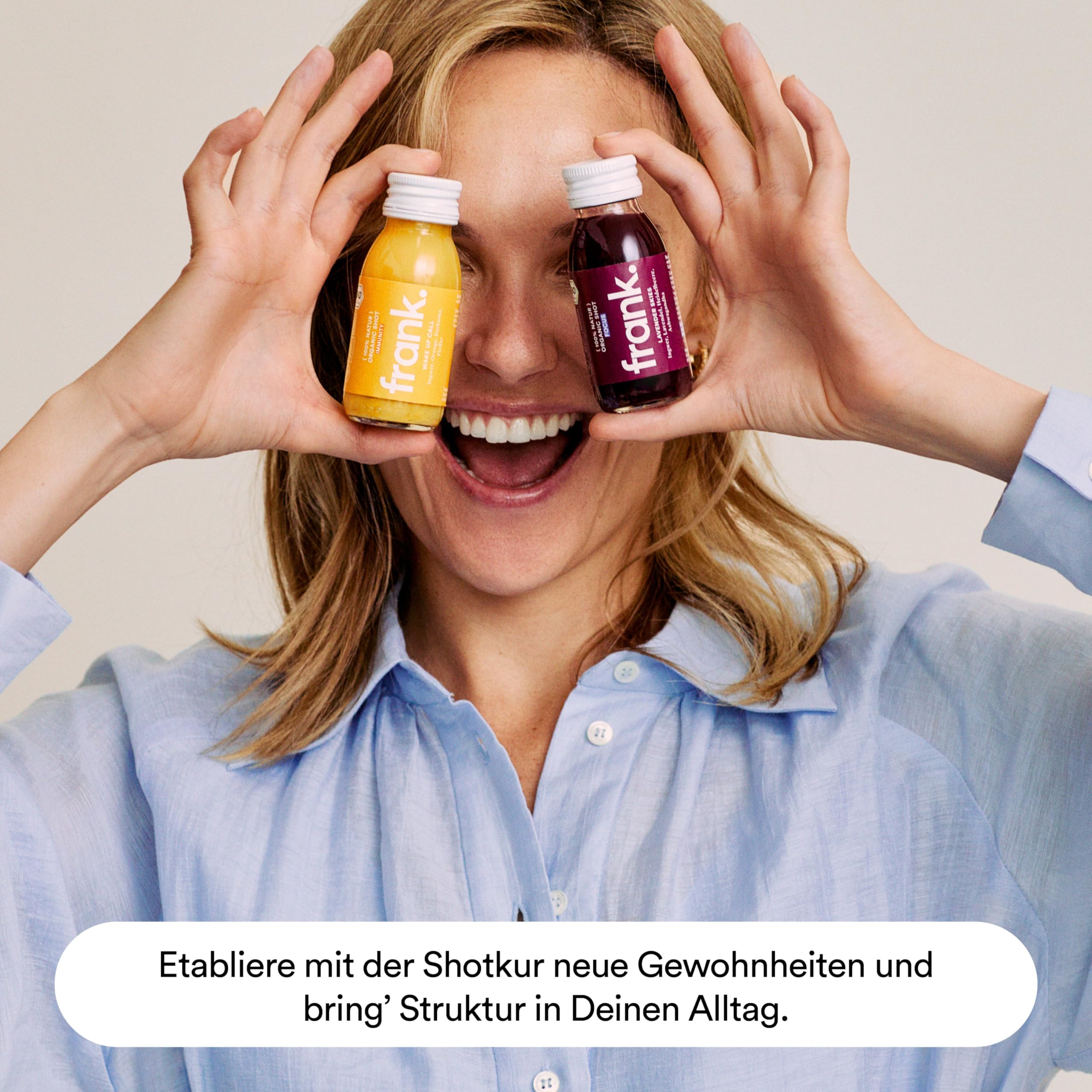 FRANK SHOTKUR - 56 x 60ml - 3 Wochen, Bio Ingwer-Shots mit verschiedenen Ingwer-Gehalten, innovative Mischungen, Vegan, Nachhaltig im Glas, Ohne Konservierungsstoffe