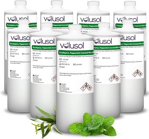 Aroma de eucalipto a menta bioetanol combustión limpiarespetuosa con el medio ambiente 338fl oz32 onzas - Paquete de 9