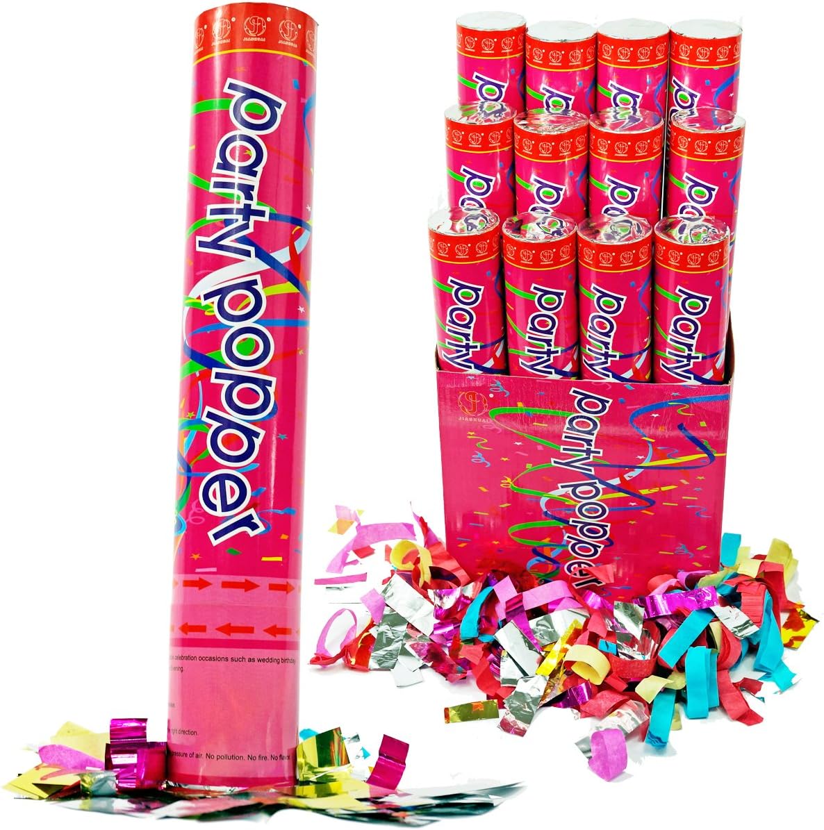 (12 Pack) Large (12 Inch) Confetti Cannons Air Compressed
