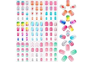 9-Year-Old Girls Press on Nails Set: 108 Pcs of Acrylic Full Cover...