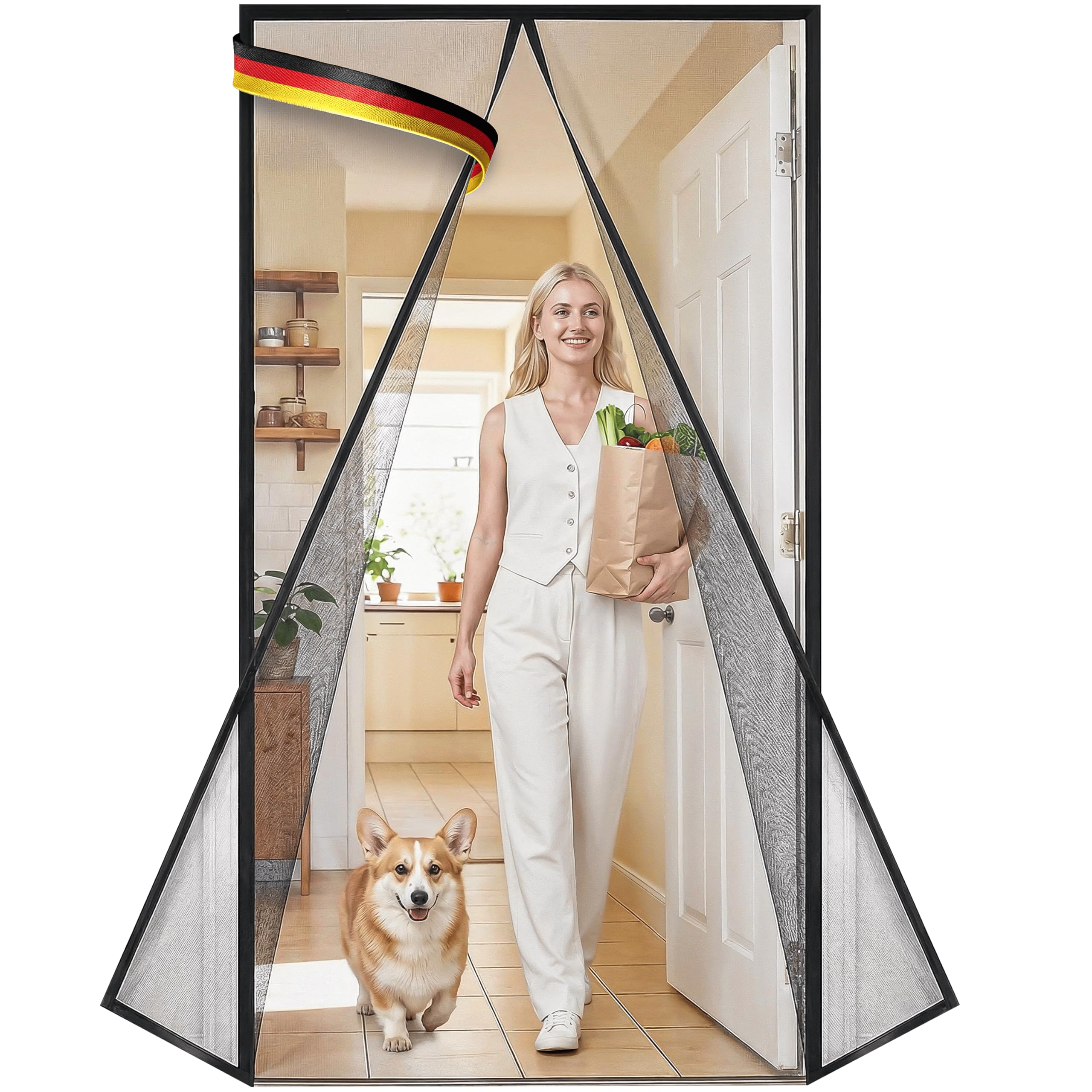 Door easy Zanzariera magnetica 185 x 220 cm [Robusta fibra di vetro e magneti extra forti] - zanzariere tende per finestre, porta balcone, porta finestra - fai da te attrezzi