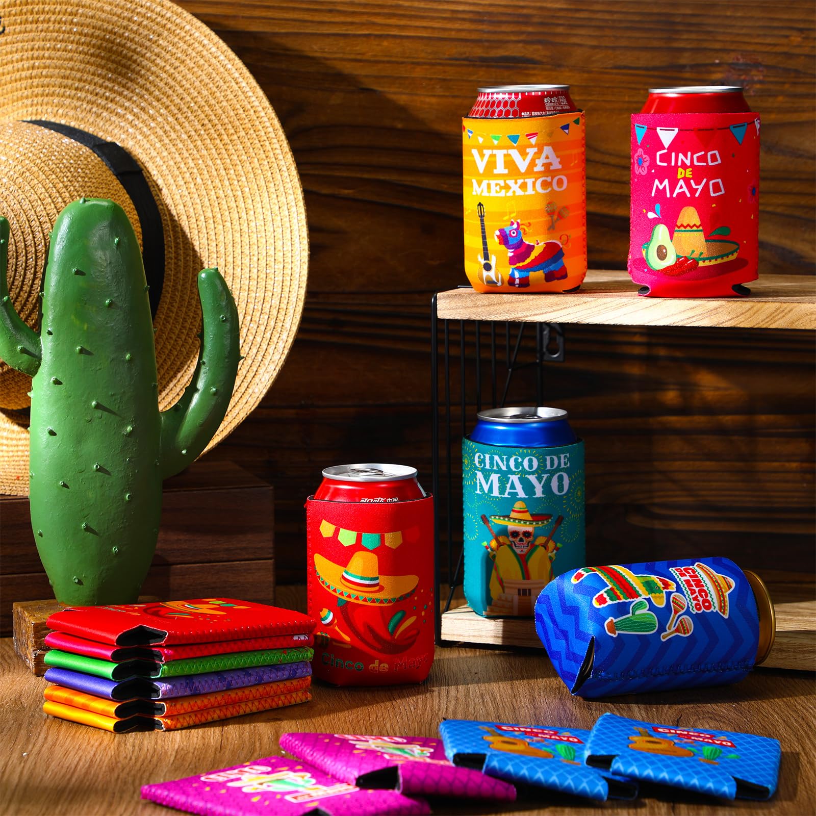 Funnymoom 12 Pcs Mexican Party Can Cooler Sleeves Final Fiesta Bachelorette Party Can Cover 12 oz Insulated Neoprene Thermocoolers for Mexican Supplies Cinco De Mayo Decorations (Classic)