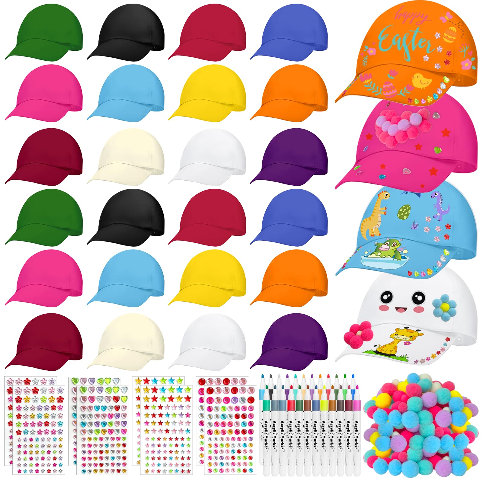 Photo 1 of Gaiaring DIY Multicolor Baseball Cap Kits (24 Sets)