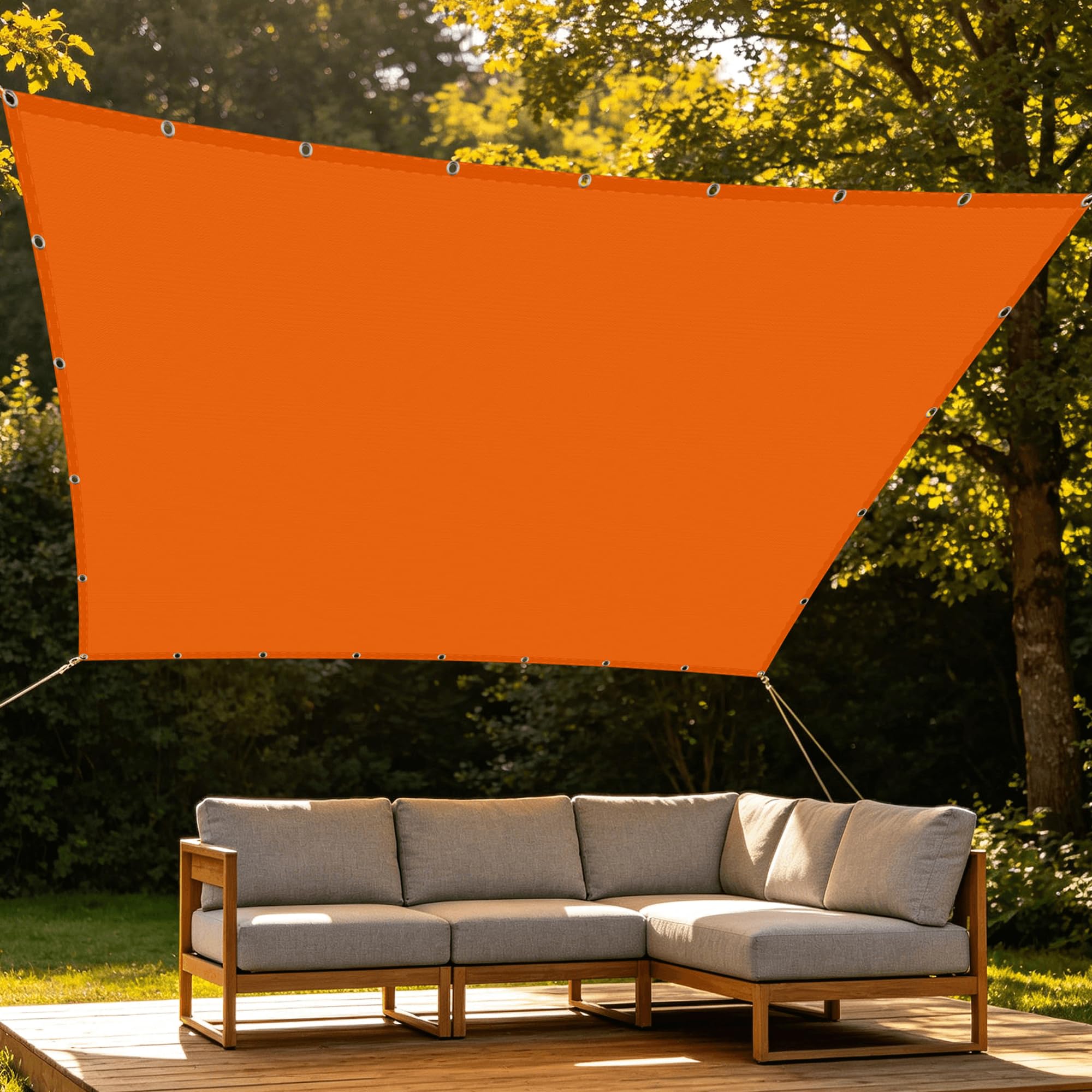 Sonnensegel Quadrat 4 x 5 m Sonnenschutz Wasserabweisend Camping Sonnenschutz Segel Reißfest für Terrasse, Garten, Balkon, Camping, Orange
