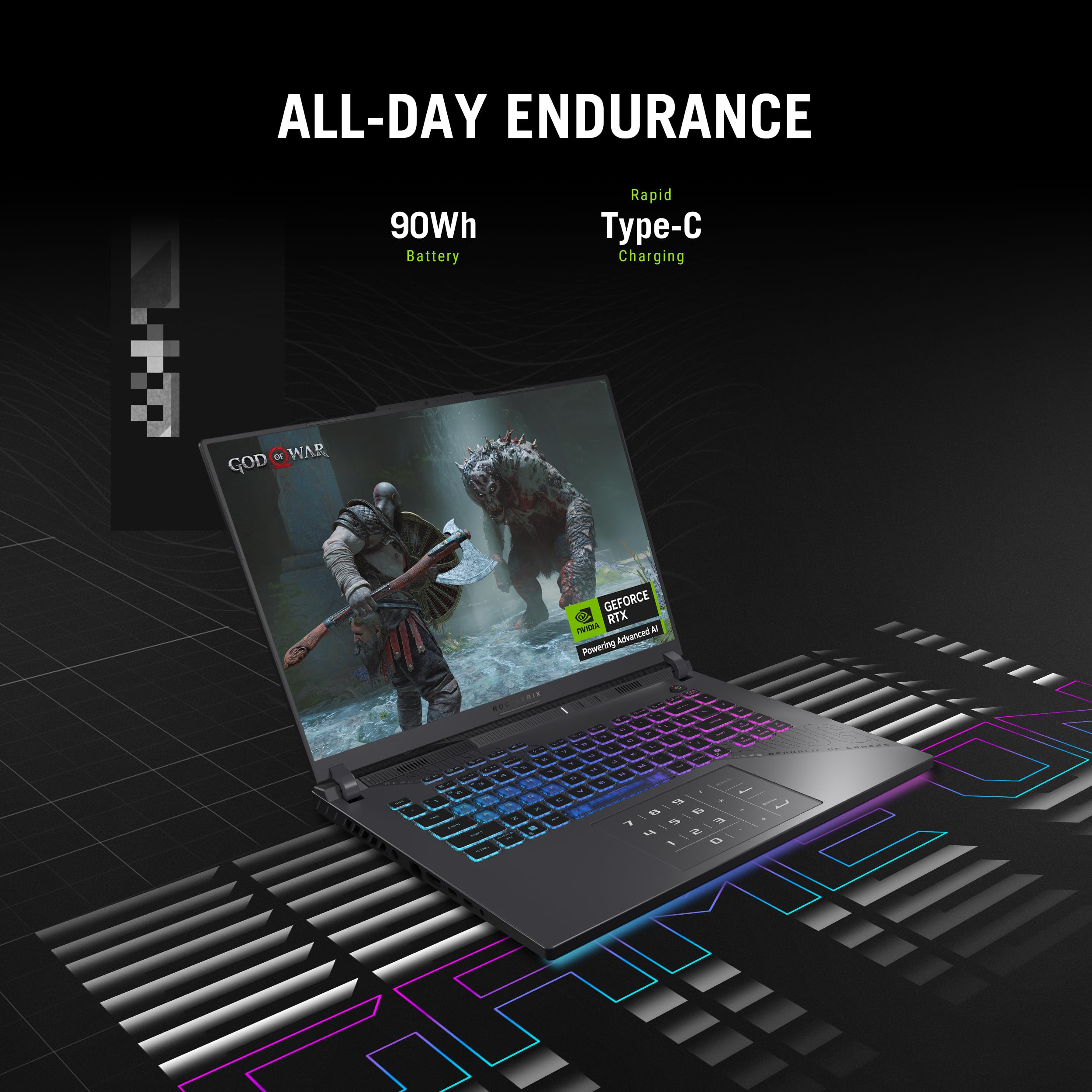 ASUS ROG Strix G16 Gaming Laptop, 16" 144Hz WUXGA FHD Display, NVIDIA GeForce RTX 5050 GPU, AMD Ryzen 9 9955HX Processore, 32GB DDR5 RAM, 1TB SSD, Tastiera RGB retroilluminata, Windows 11