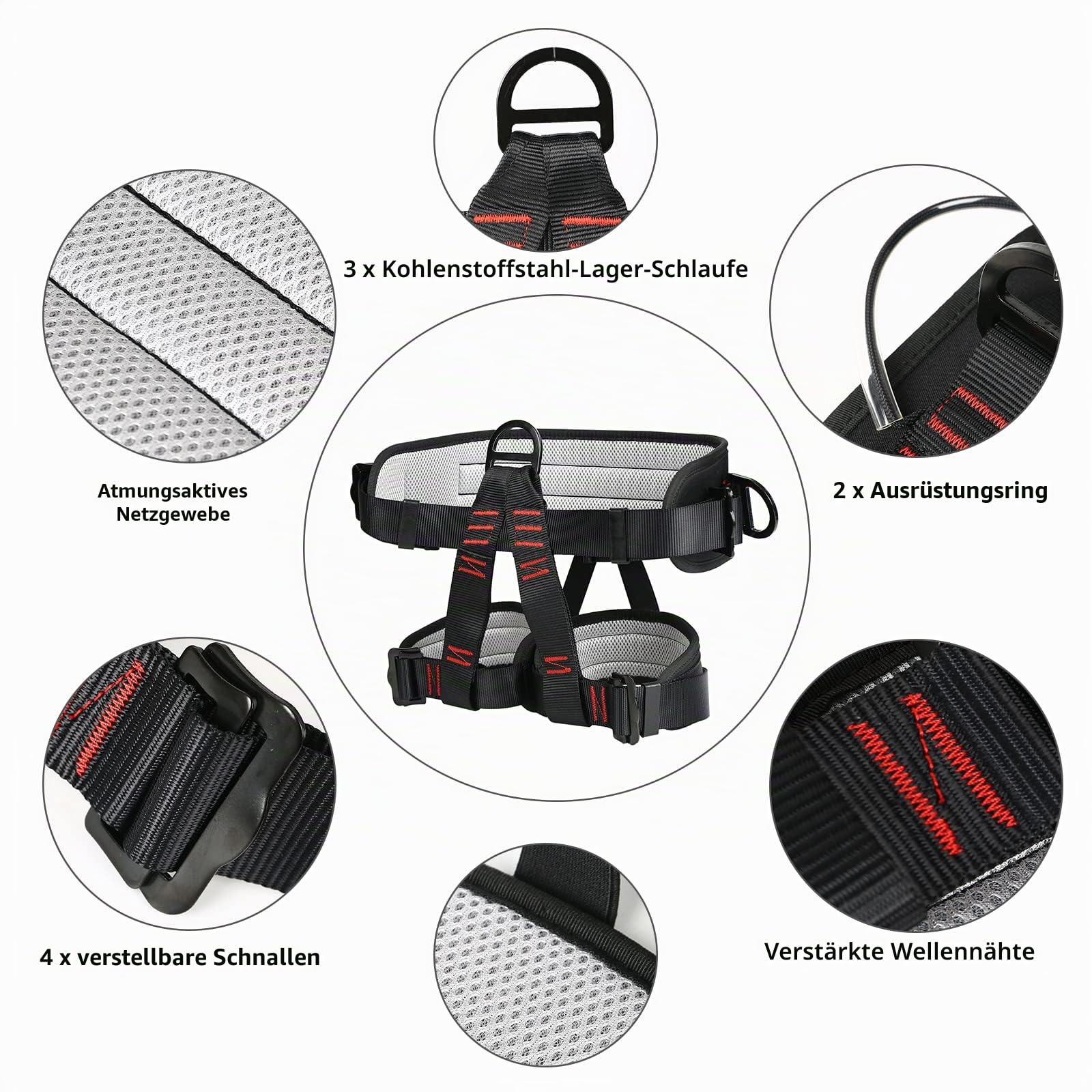 Klettersteigset Auffanggurt Sicherheitsgurt Fallschutz Klettergurt Kletterausrüstung Baumklettern Ausrüstung (Set #2) (absturzsicherung)
