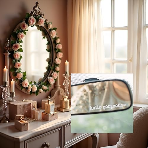 Miniatura 5 de 4 calcomanías blancas de 3.9 in para espejo retrovisor, calcomanía de coche en miniatura, regalo de pared para mujeres, calcomanías de parachoques e