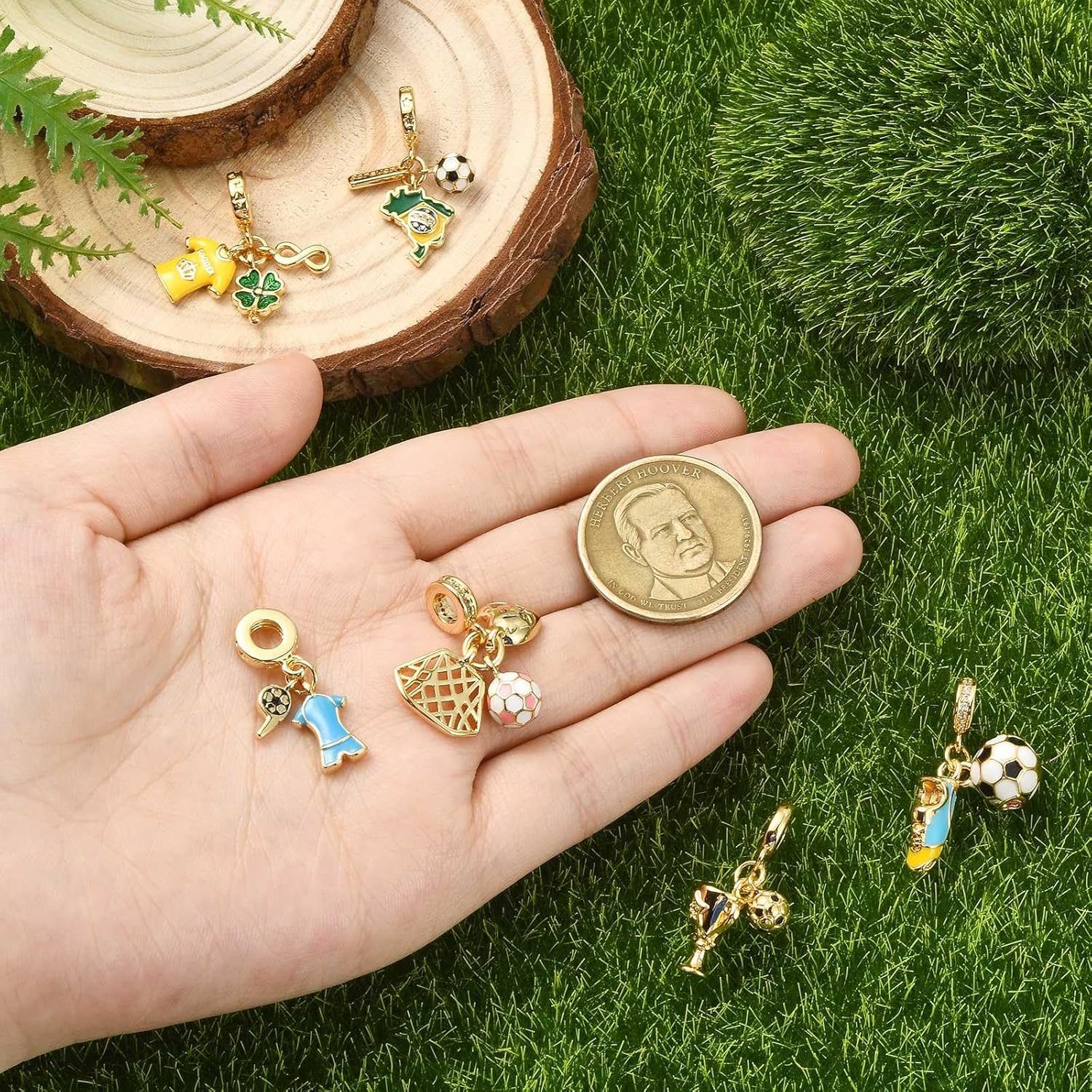 Ipotkitt European Dog Fruit Football Flower Heart Ocean Tree Travel Large Hole Charms for DIY Jewelry Bracelet Necklace Earrings Keychains Decor - Image 4