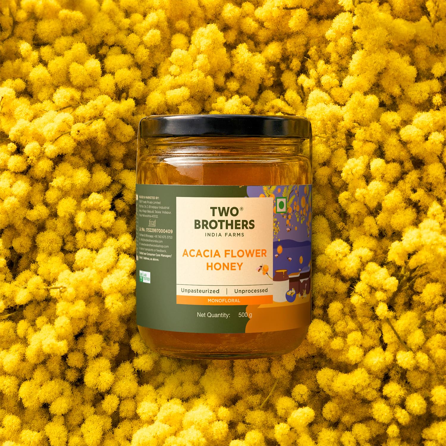 Two Brothers Acacia Apiary Honey (350g) | Raw, Mono-Floral, Unfiltered & Unpasteurized | Natural, No Additives | Mild, Easily Digestible, Rich in Flavonoids 3