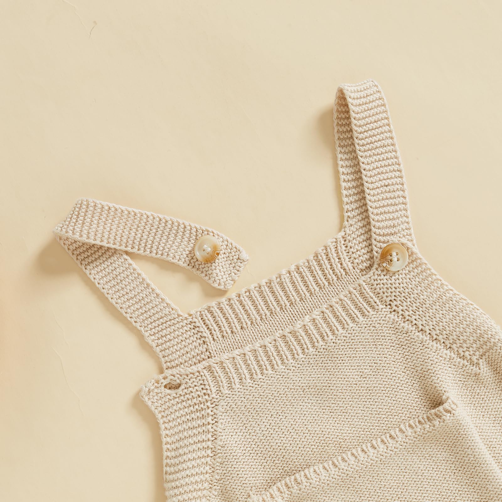 Infant Baby Girl Boy Fall Winter Sweater Romper Pants Solid Knit Jumpsuit Overall One Piece Outfit Clothes (Apricot, 0-3 Months)