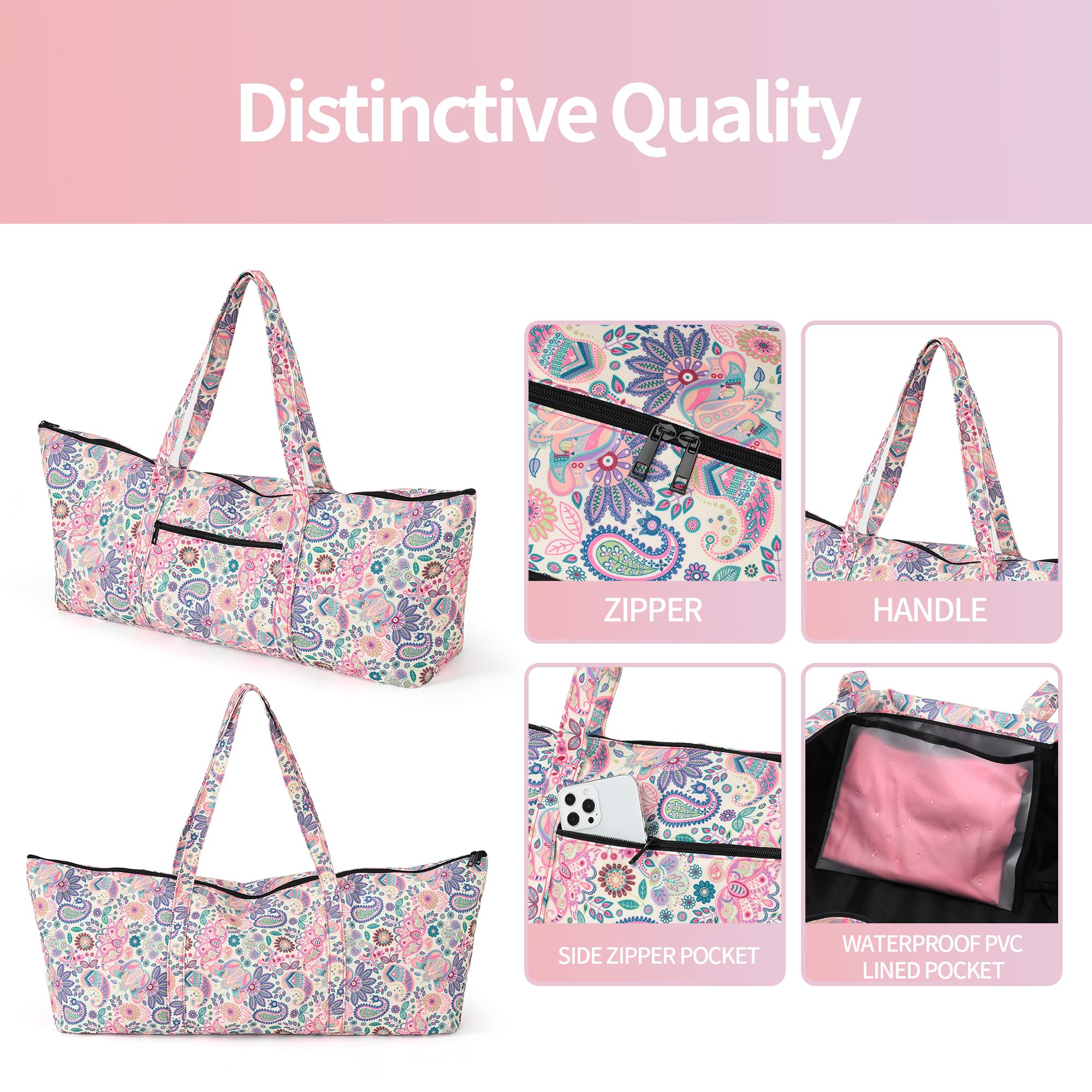 Boulder Bee Bolsa para Esterilla de Yoga, transportador Grande para Esterilla de Yoga con Bolsillo húmedo, Regalos de Yoga, Bolsa de Gimnasio para Mujer