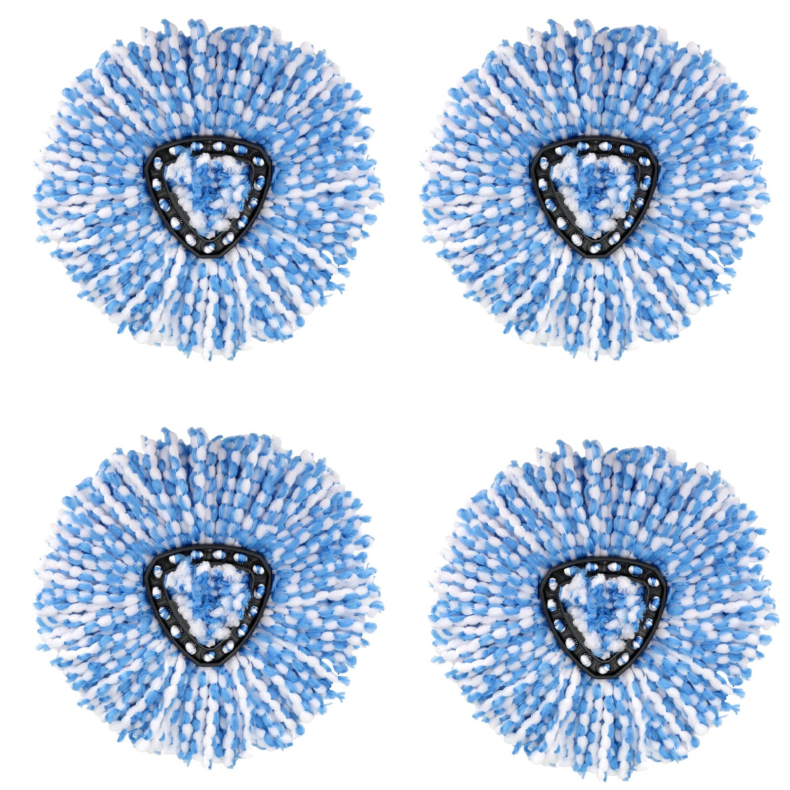 4 Pack Spin Mop Replacement Head for O-Cedar EasyWring RinseClean Microfiber Spin Mop Replacement Head for 2 Tanks System（ Blue