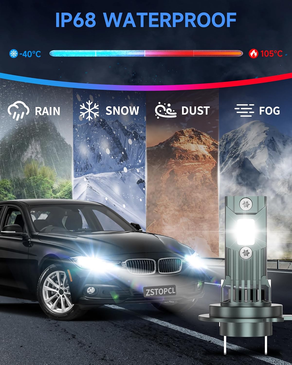 Compatible with BMW 328i 2007-2016 Fog Bulbs, High&Low Beam Fog Light Bulbs Combo, 800% Super Bright 6000K Cool White, Plug and Play, Pack of 6