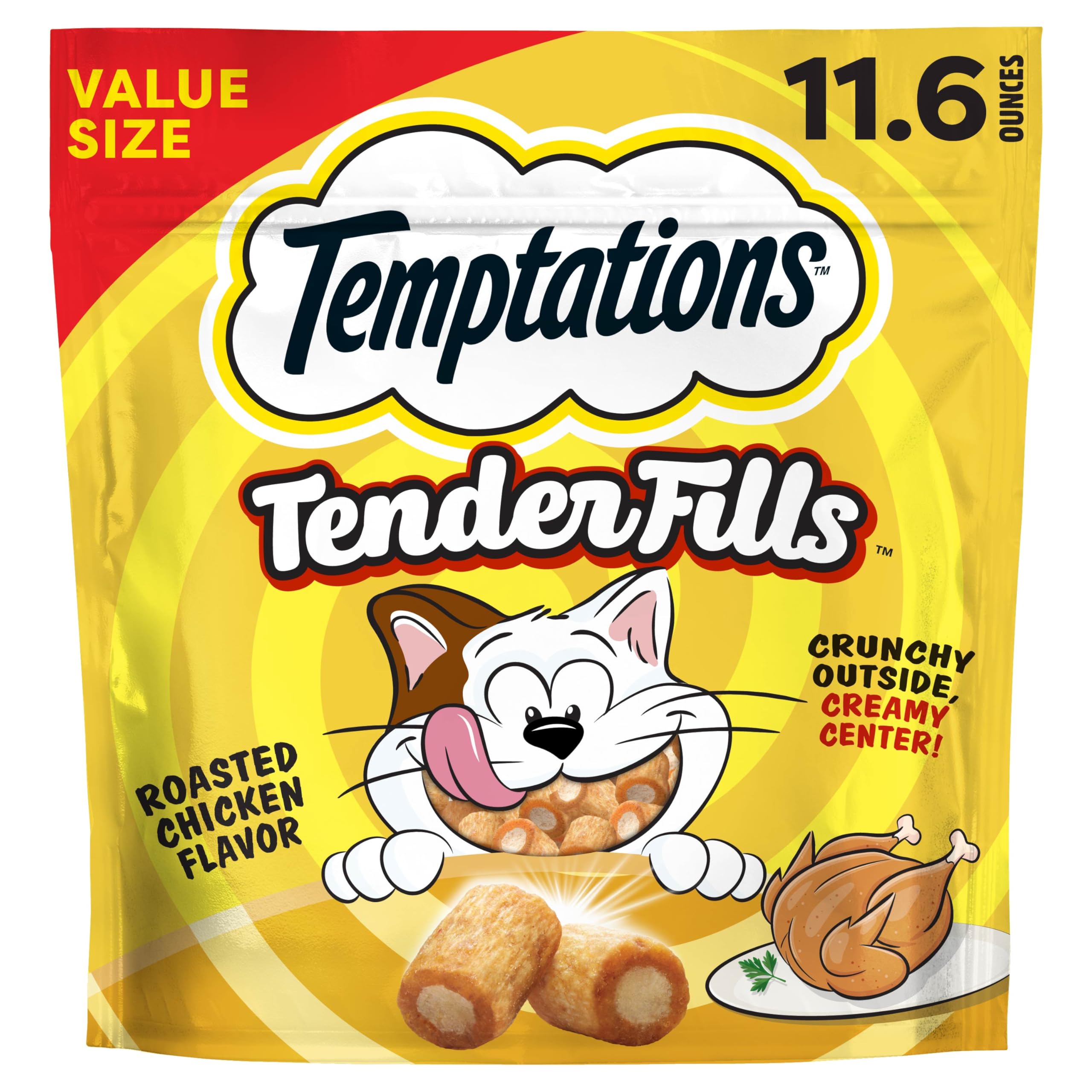 Tender Fills Crunchy and Soft Adult Cat Treats, Roasted Chicken Flavor, 11.6 oz. Pouch
