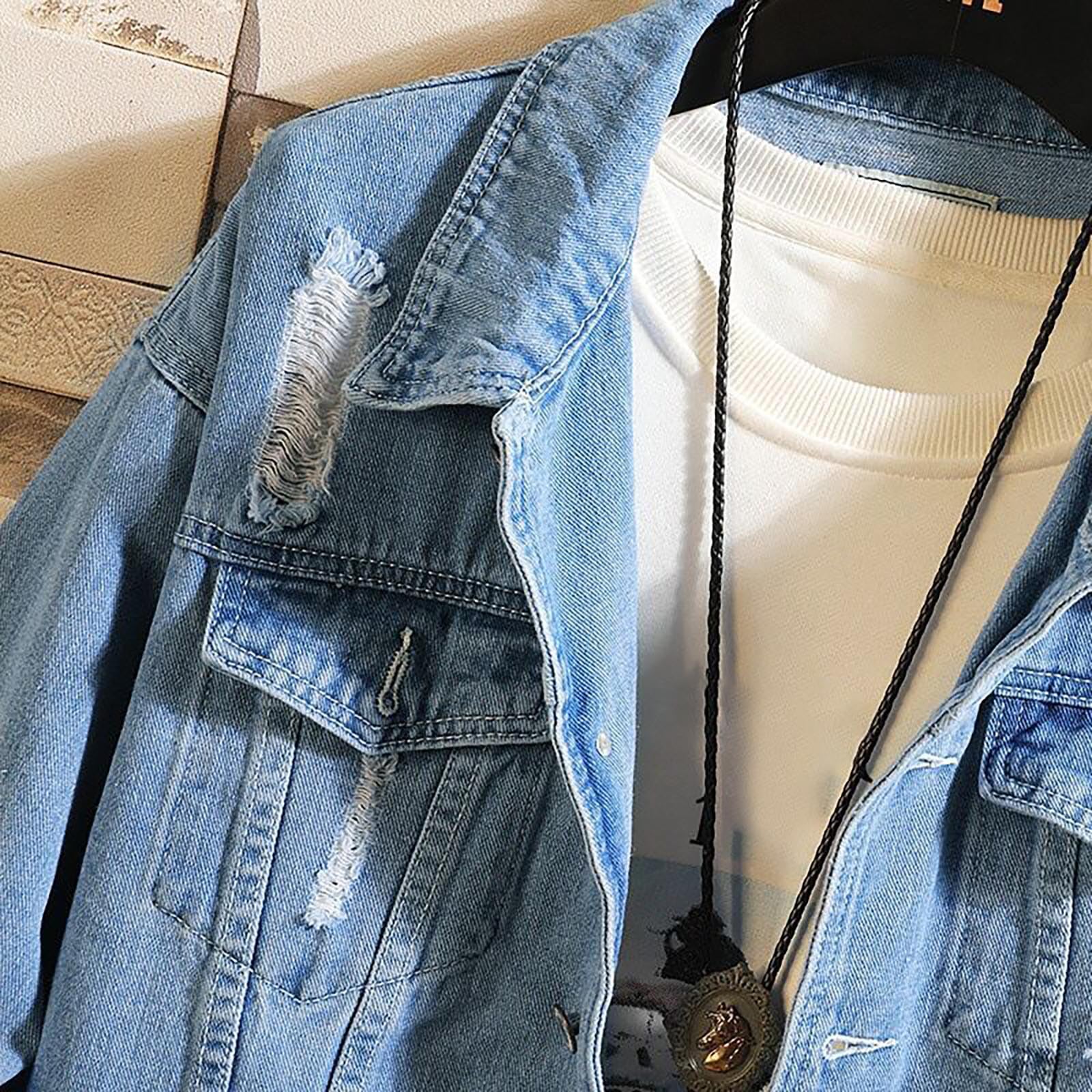 Giacca Jeans Uomo Giubbotto Abbigliamento Autunnali Giubbino Mezza Stagione Cowboy di Giacchetto Oversize Denim Casual Primaverile
