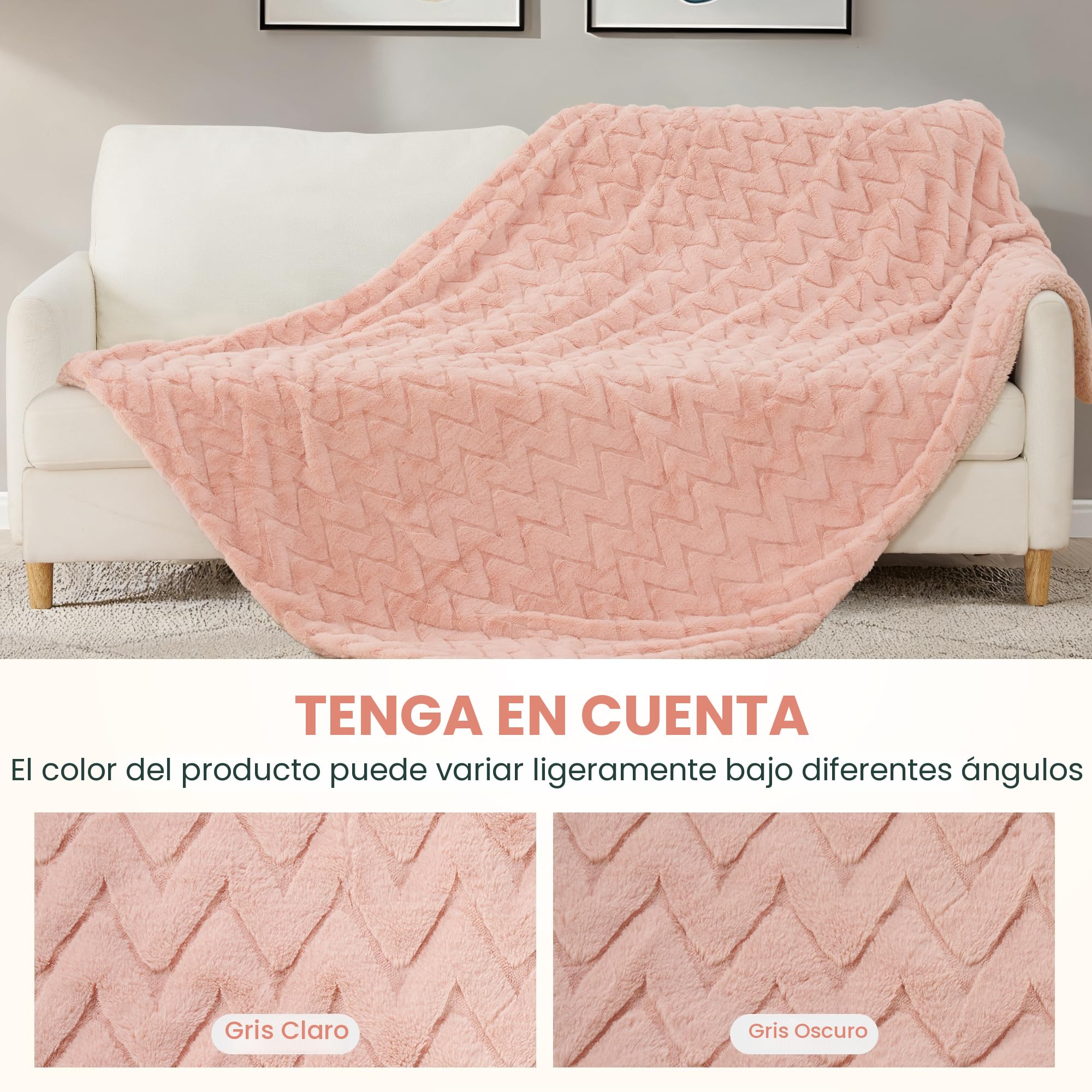 Manta Eléctrica 130x180 cm, Suave Vellón de Conejo y Sherpa, 4 Niveles de Temperatura y Apagado Automático 10H, Calor Corporal Completo, Lavable, para Sofá Cama Oficina (Rosa)