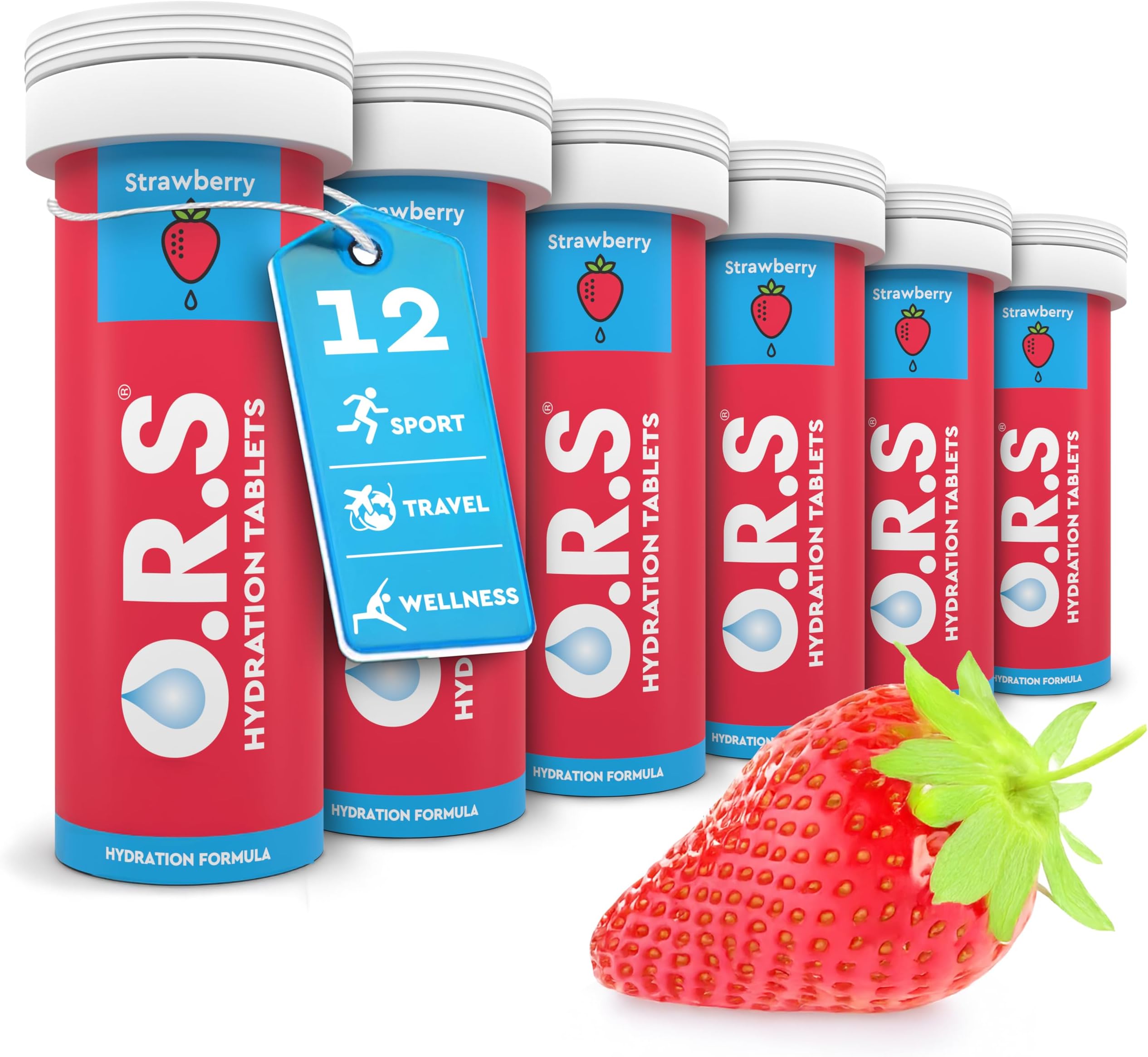 – O.R.S Hydration Tablets with Electrolytes, Vegan, Gluten and Lactose Free Formula – Soluble Sports Hydration with Natural Strawberry Flavour, 72 Count