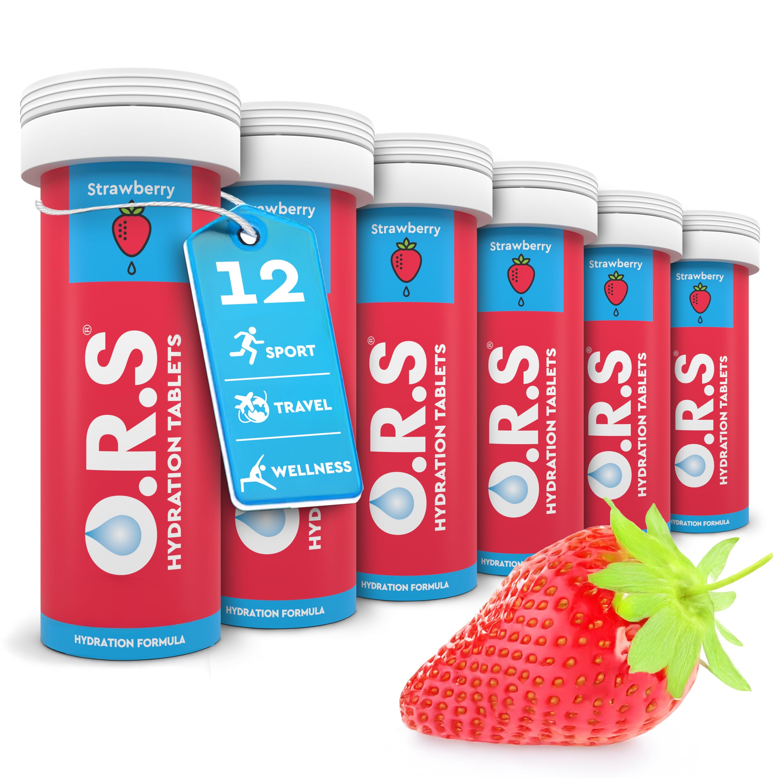 Hydration Tablets with Electrolytes, Vegan, Gluten and Lactose Free Formula – Soluble Sports Hydration with Natural Strawberry Flavour, 72 Count