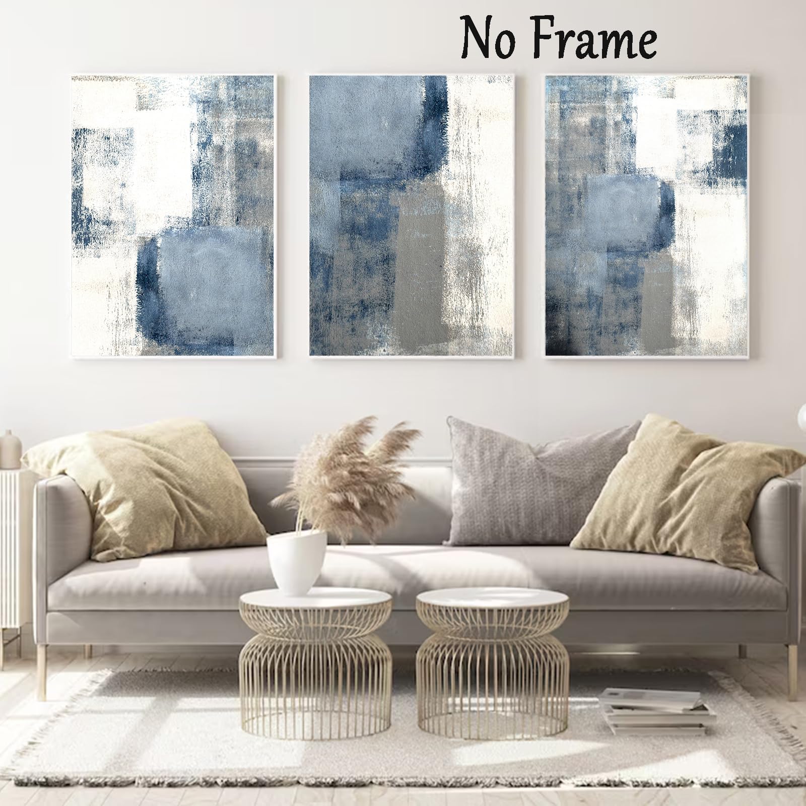 Amazon.co.jp: ブルーグレー 抽象画 キャンバス ウォールアート