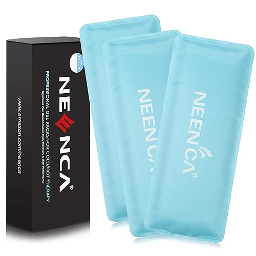 Miniatura 1 de NEENCA Paquete de hielo reutilizable (3 paquetes de 4 x 9 pulgadas), paquetes de gel suave al tacto para terapia de calor y frío. Paquetes de hielo