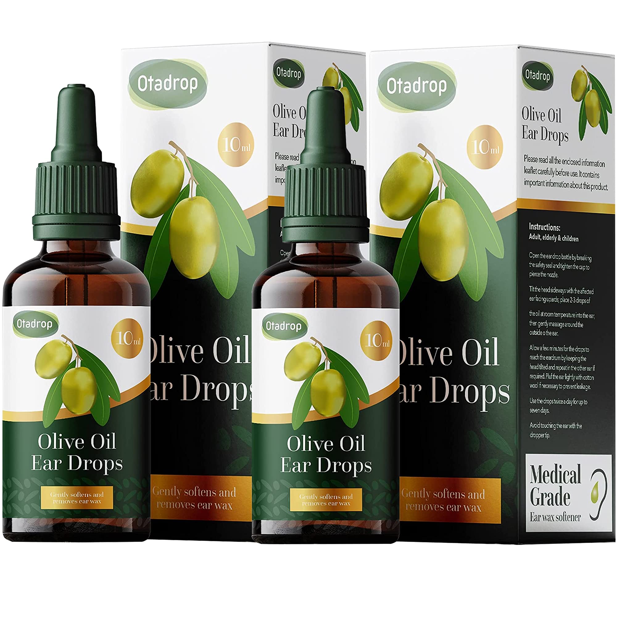 Otadrop Olive Oil Ear Wax Remover Drops with Dropper 10ml - Pack of 2
