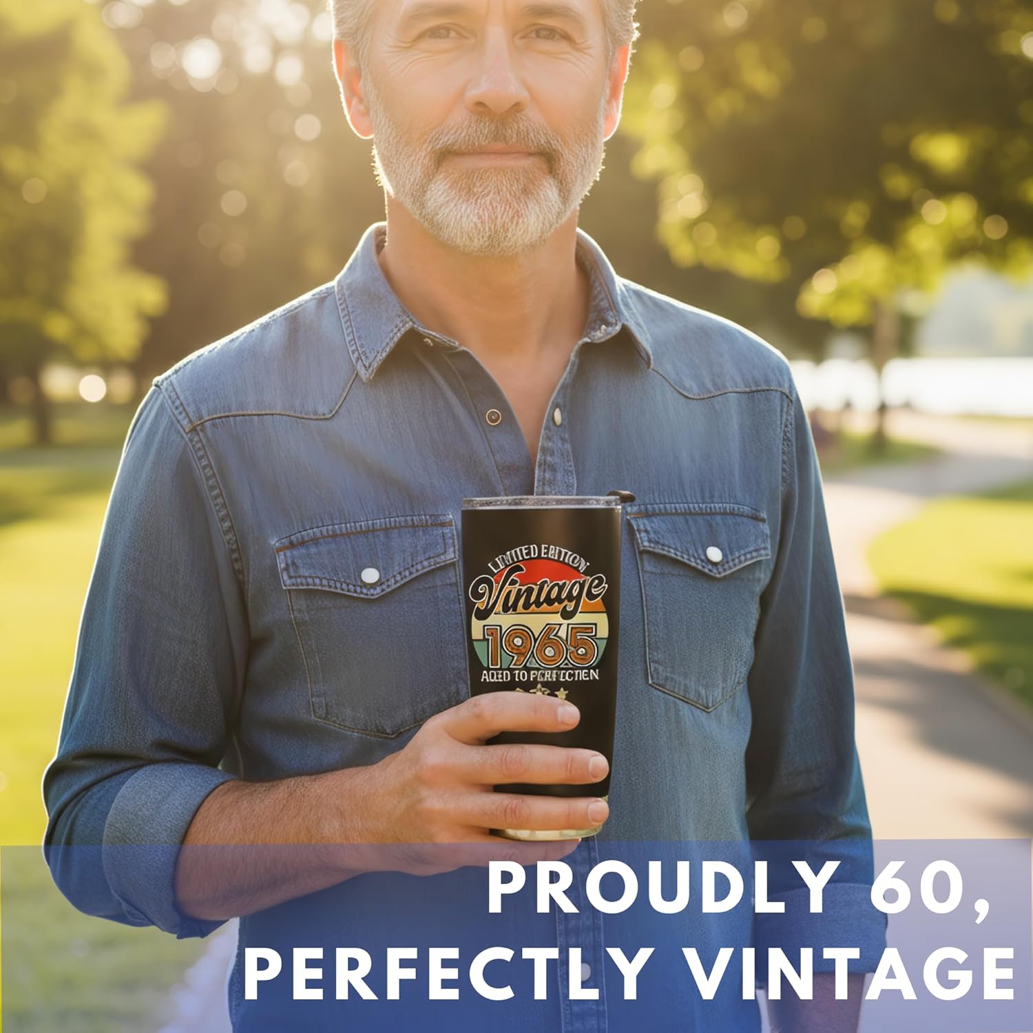 60th Birthday Gifts For Men Women, 1965 Birthday Gifts For Her Him, 60 Year Old Present, Turning 60 Year Old Gifts For Man, Woman, Mom, Dad, Wife, Husband, Sister - Vintage 1965 Tumbler with Keychain - Image 6