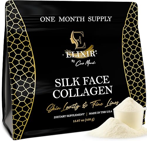 Colágeno facial de seda, péptidos de colágeno en polvo para mujeres, cara y cuello, 0.49 oz de proteína, colágeno de peso molecular ultra bajo, para