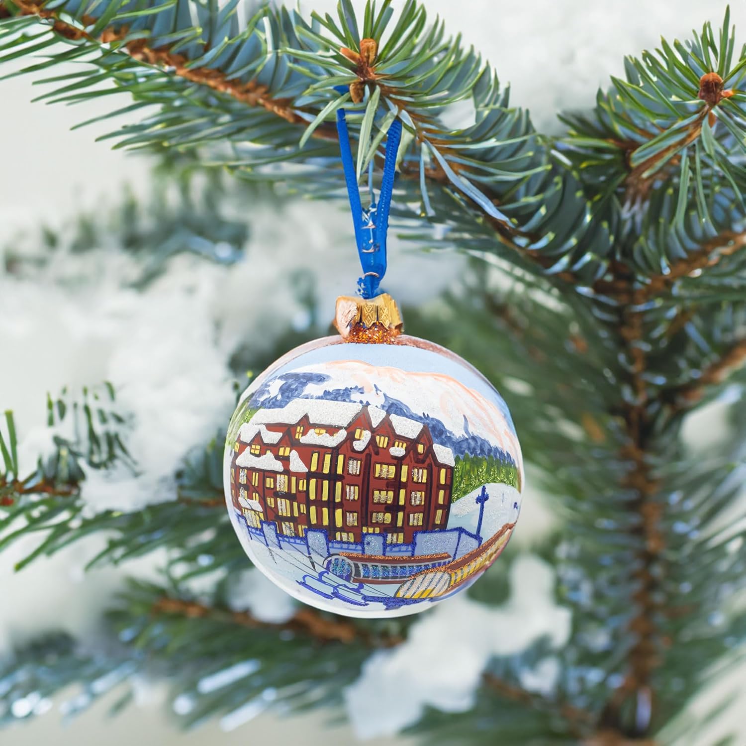 Breckenridge Ski Resort, Colorado, USA Glass Ball Christmas Ornament 4 Inches