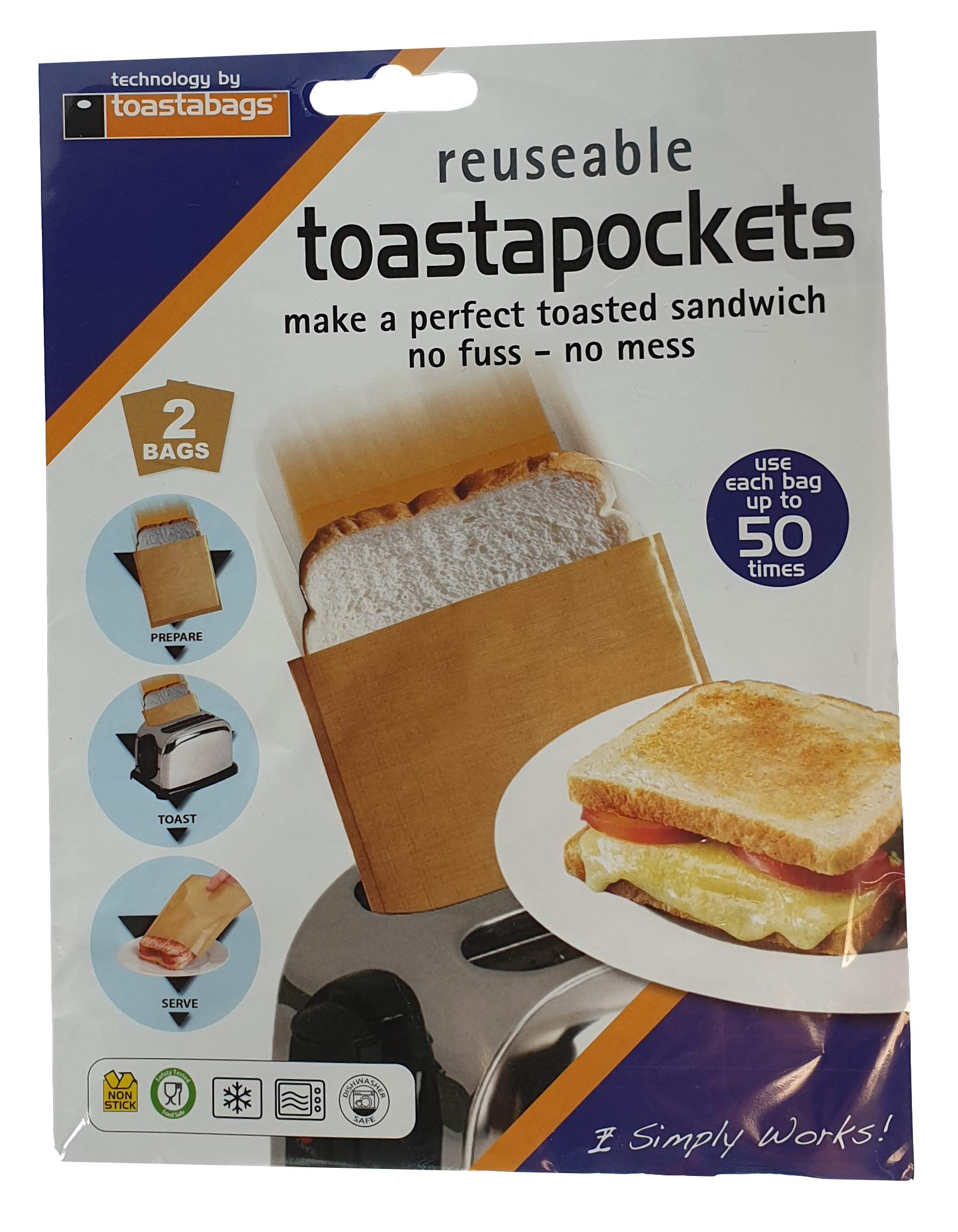 toastapockets - Reusable up to 50 Times Each, Twin Pack - toastabags
