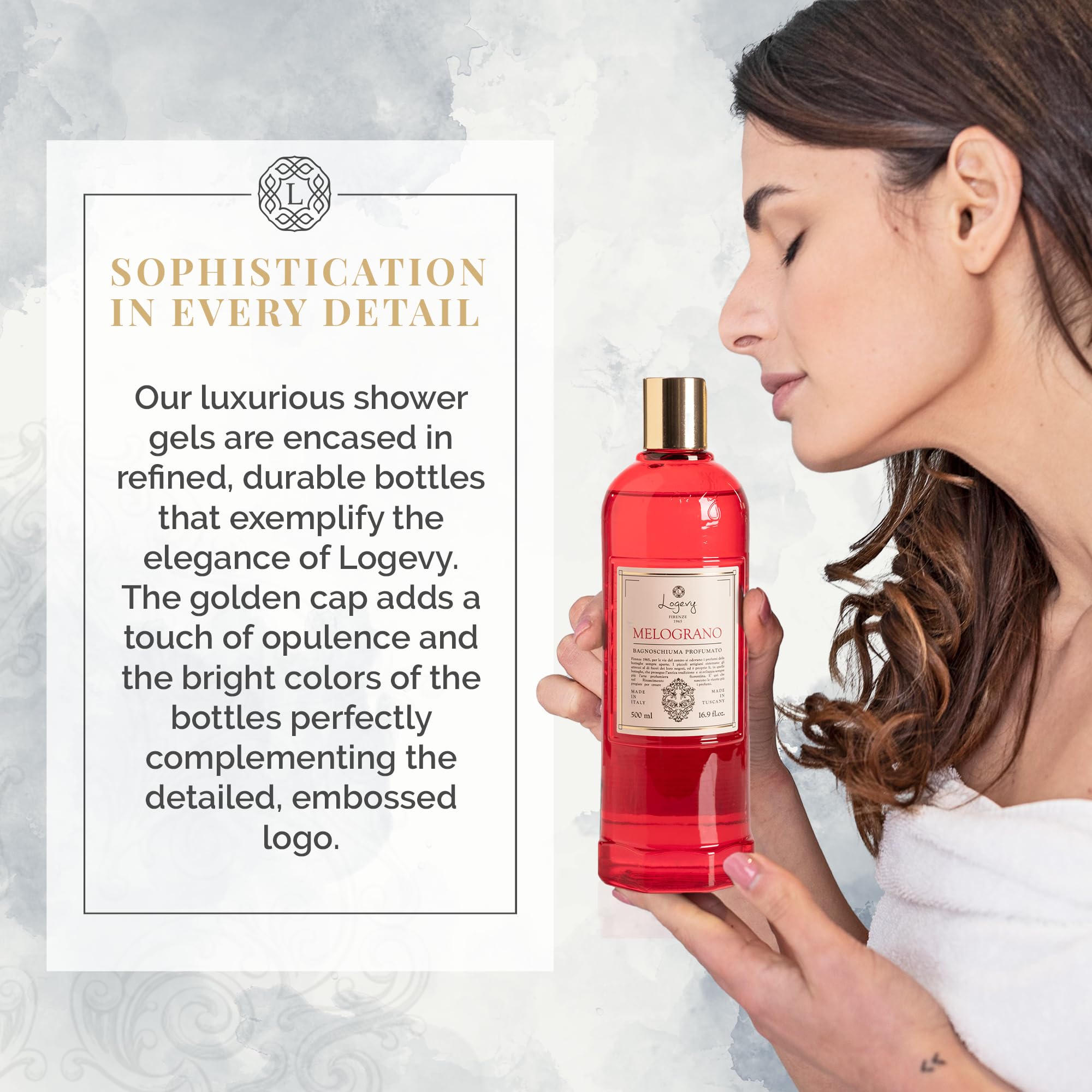 Logevy Melograno Shower Gel, Indulgent Pomegranate Aroma Made from the Best Skin-Friendly Ingredients - Image 4