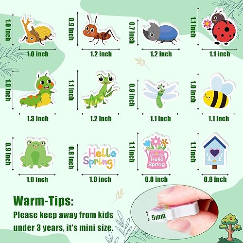 Miniatura 3 de ANGOLIO 60 mini borradores de primavera para niños a granel lindos insectos de dibujos animados Bee Hello Spring lápiz goma borrador encantador