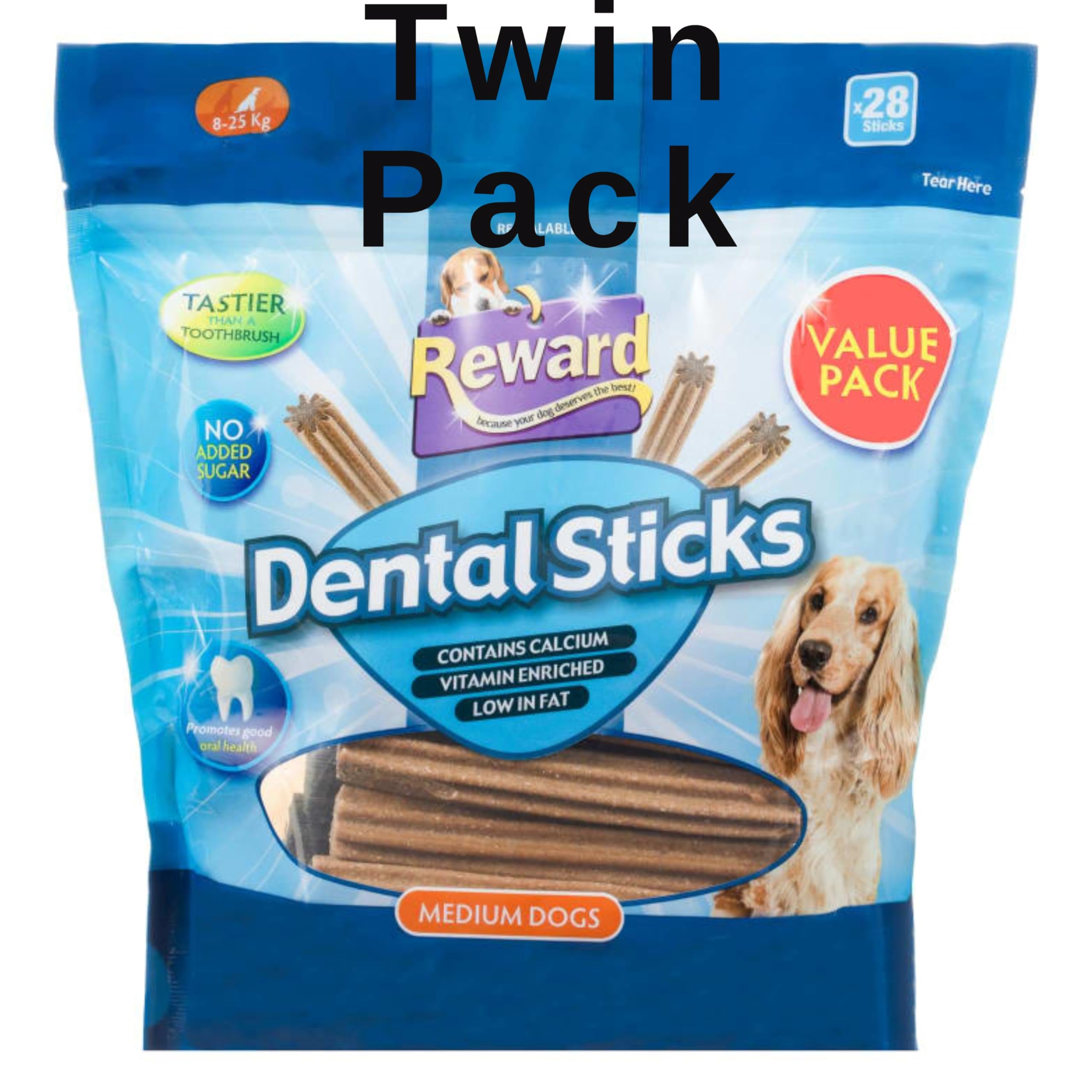 Reward Dental Sticks Medium Dogs 2x28pk Vitamin Enriched Low Fat