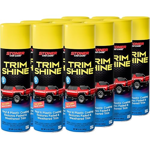 Stoner Car Care 91034-12PK Trim Shine – Black Trim and Plastic Restorer for Cars – Vinyl and Plastic Trim Protectant Coating for Interior and Exterior Use – Fast-Drying No Sling – 12 oz (Pack of 12)