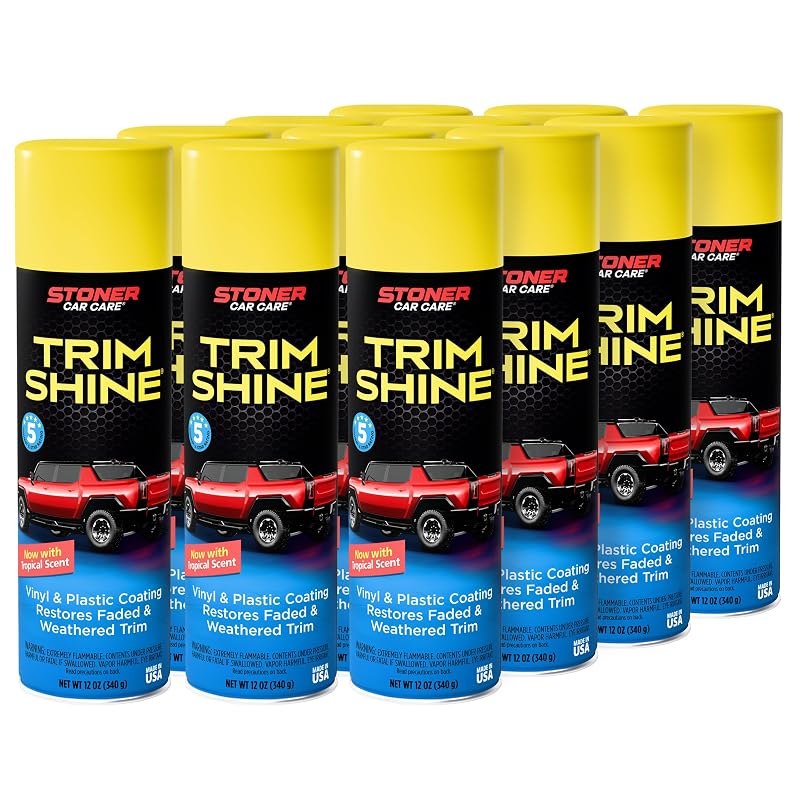 Restaurador de Plásticos e Vinil Stoner Car Care Trim Shine com Acabamento Escuro, 12 Frascos de 355 mL
