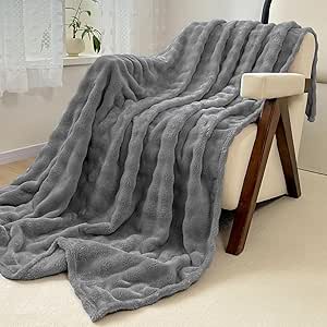 LINGKY Kuscheldecke Flauschig - 100x160cm Weiße Wohndecke