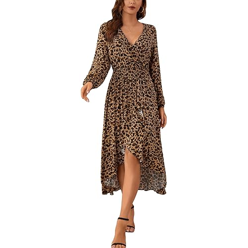 Kormei Womens Short Sleeve Floral High Low V-Neck Flowy Party Long Maxi Dress