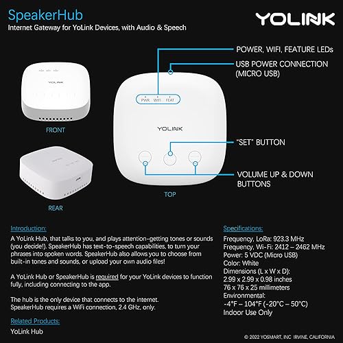 Vista 22 de YoLink Hub, 1/4 de milla de alcance súper largo de alcance inteligente LoRa habilitado para puente de automatización del hogar inteligente sistema
