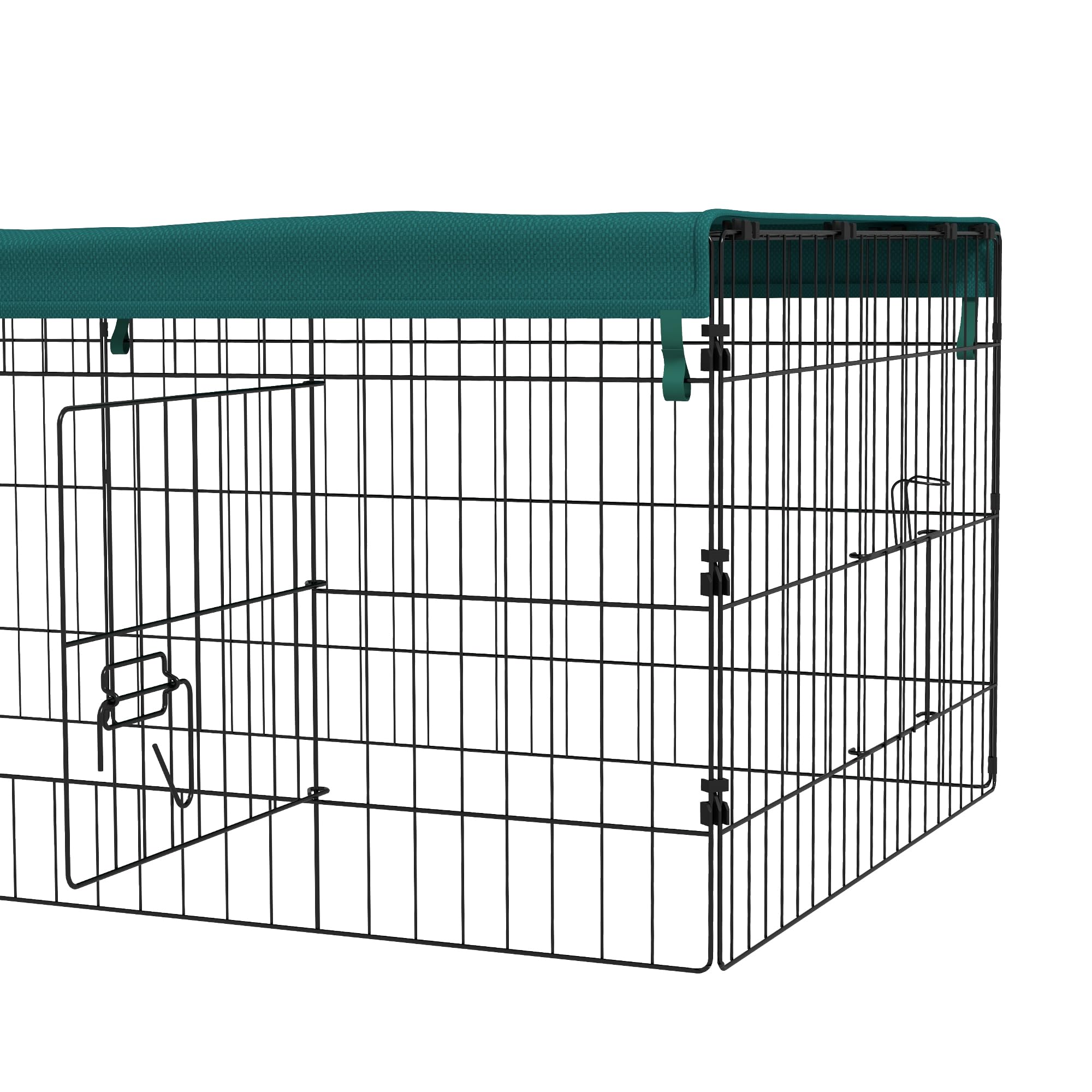 PawHut Parc enclos modulable Acier avec bache pour Lapins rongeurs Petits Animaux 185x75x50 cm Vert